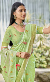 Cotton Light Green Libas Saree